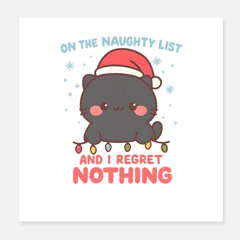 Chat vilain Noël Regret Rien Poster 20 x 20 cm