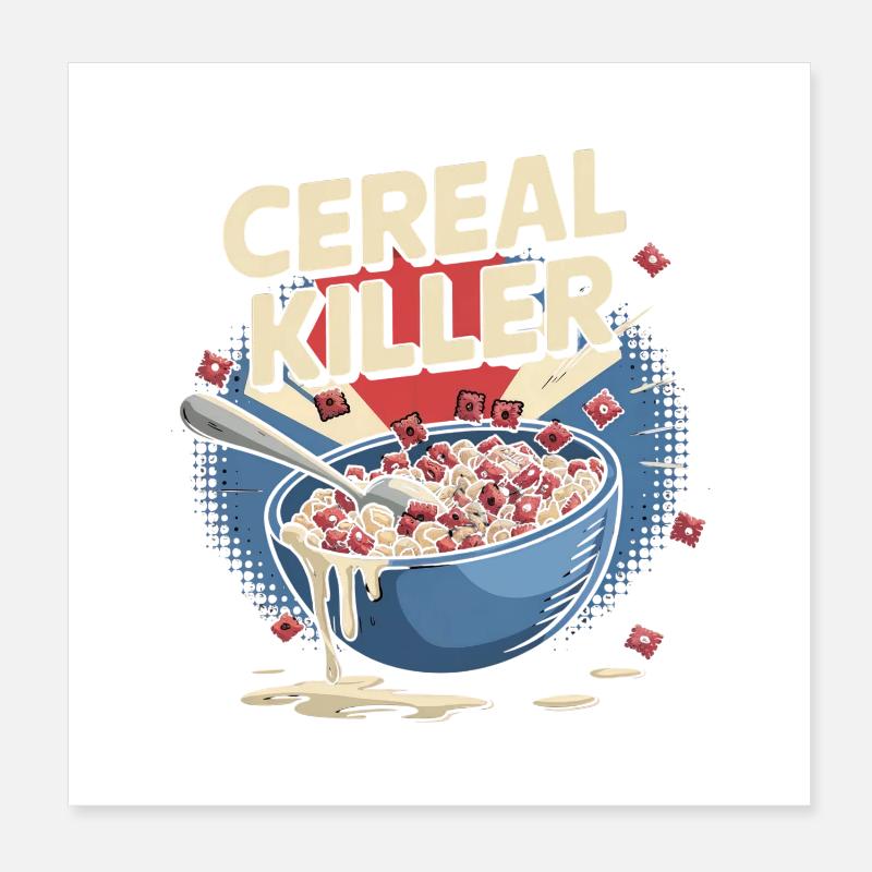 Cereal Killer - Retro Breakfast Poster 8" x 8" (20x20 cm)