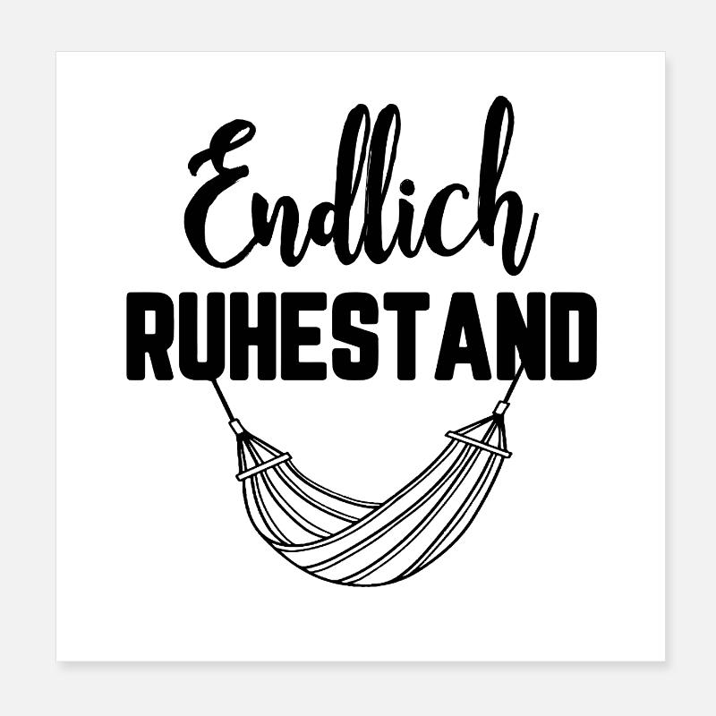 Endlich Ruhestand / Rente, Hängematte Poster 20x20 cm