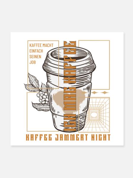 Le café fait juste son travail rétro - Poster 20 x 20 cm - blanc - Devant