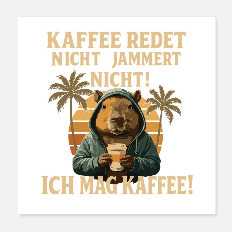 Capybara Coffee Saying Retro Poster 8" x 8" (20x20 cm)