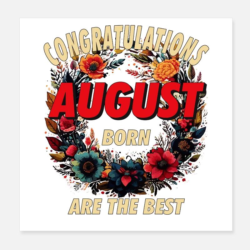 CONGRATULATIONS AUGUST Poster 20x20 cm