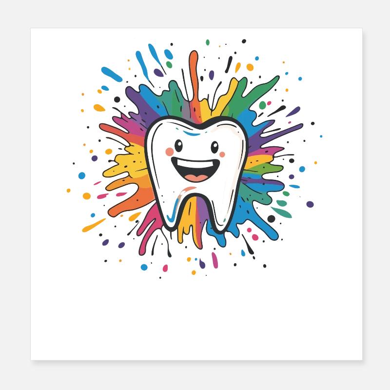 Bunter Zahn Spritzer Poster 20x20 cm