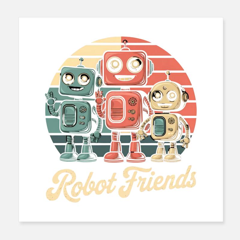 Robot rétro - Robot Friends Poster 20 x 20 cm