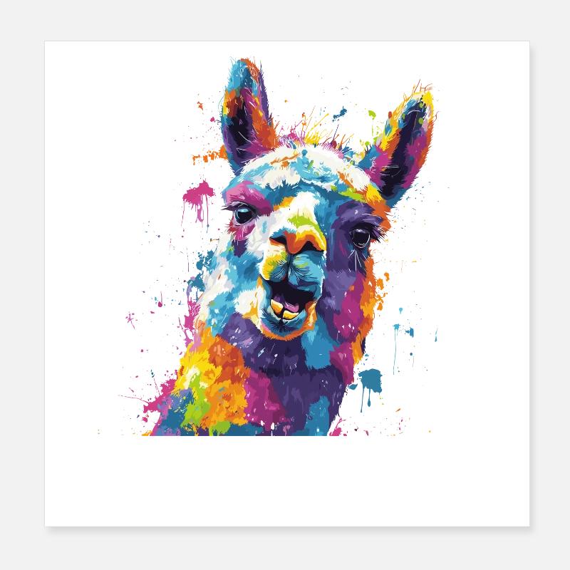 Explosion de couleurs de lama Poster 20 x 20 cm