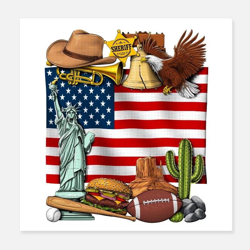 USA Flag Poster 8" x 8" (20x20 cm)