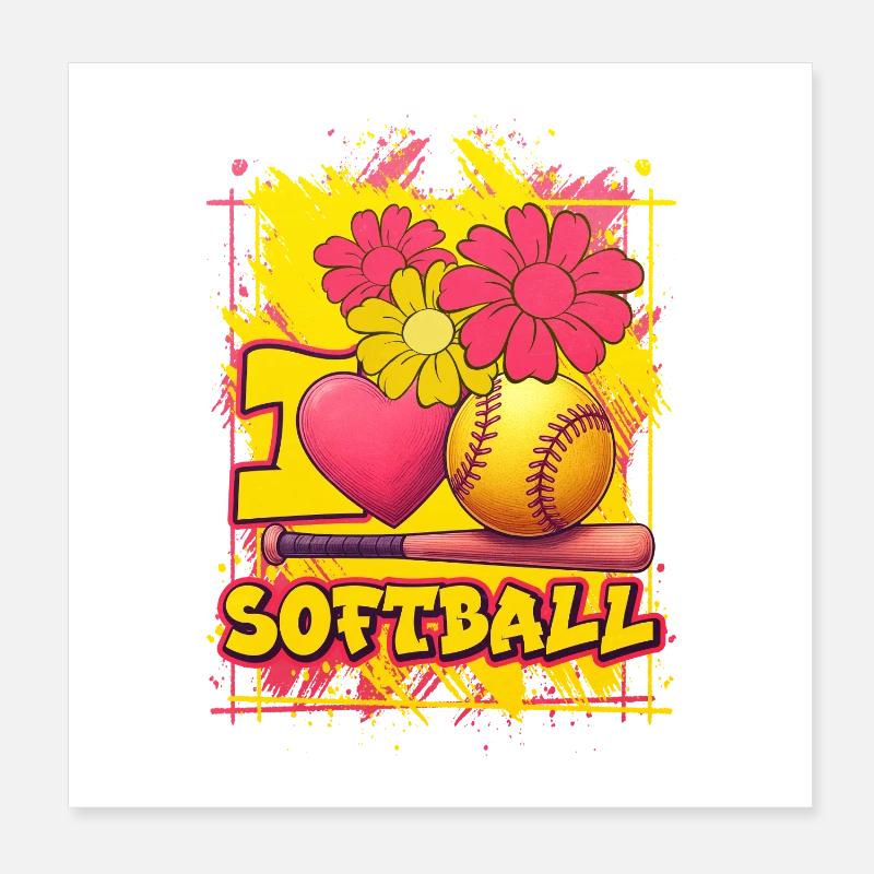 Softball Poster 8" x 8" (20x20 cm)