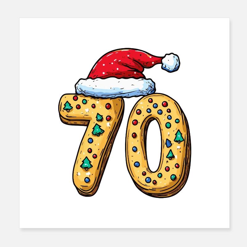 70 Numéro Biscuit Noël Poster 20 x 20 cm