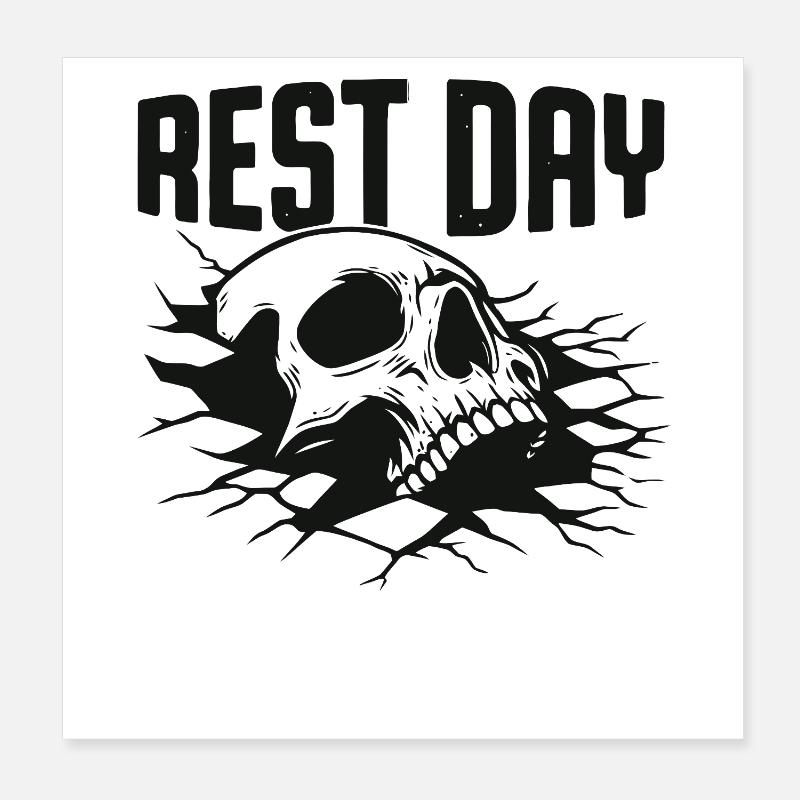 Rest Day Skull Graphic Tee Poster 8" x 8" (20x20 cm)