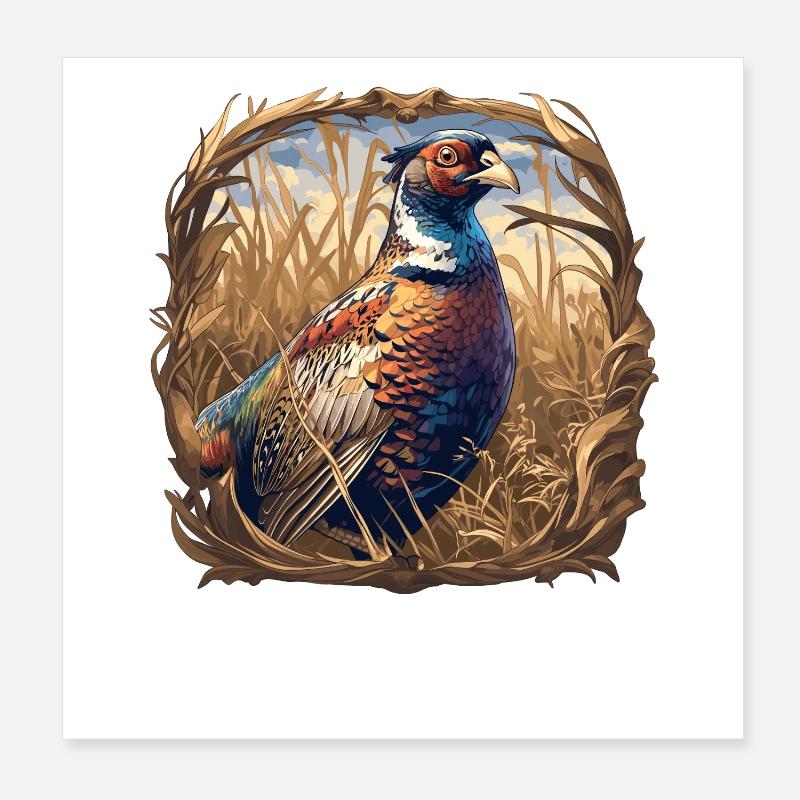 Pheasants Pheasant Poster 8" x 8" (20x20 cm)