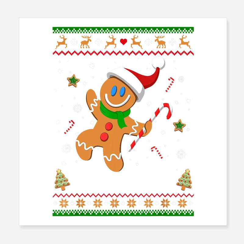 Pull Moche de Noël Gingerbread Man Cadeau Drôle Poster 20 x 20 cm