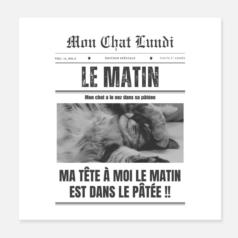  Lundi matin - mon chat Poster 20 x 20 cm