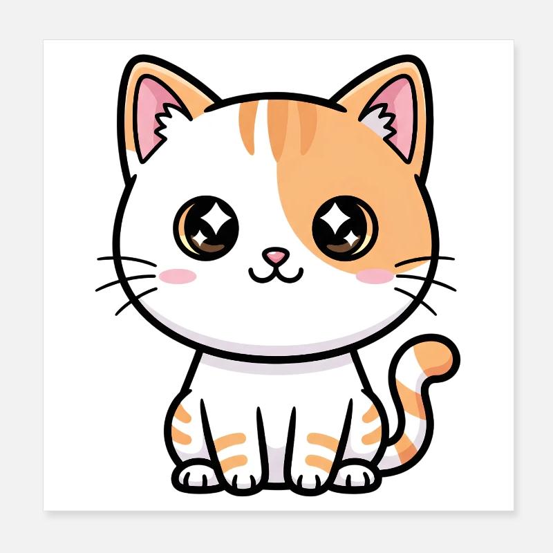 Kawaii Calico Kitty Poster 20x20 cm