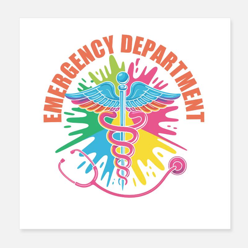 Buntes Notfall Emblem Poster 20x20 cm