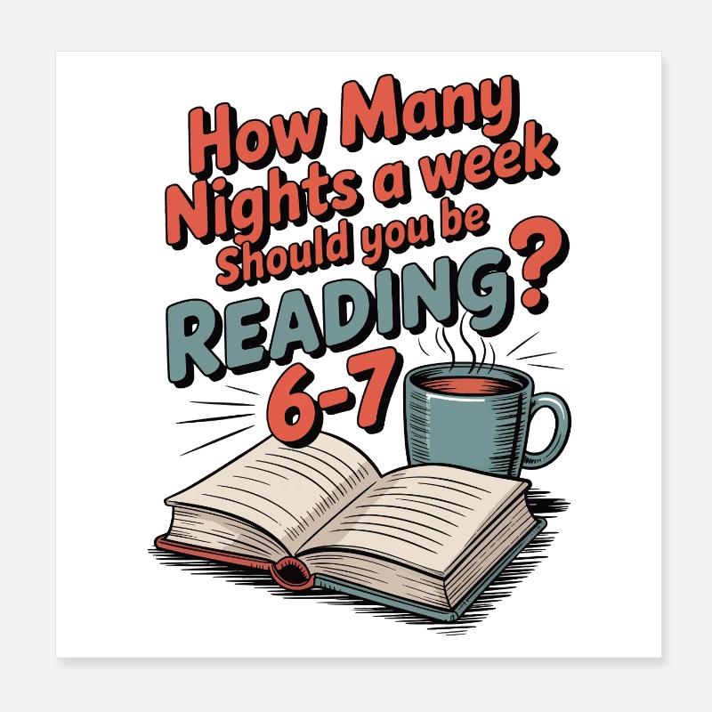 Lese-Motivation 6-7 Nächte Retro Blumen Poster 20x20 cm