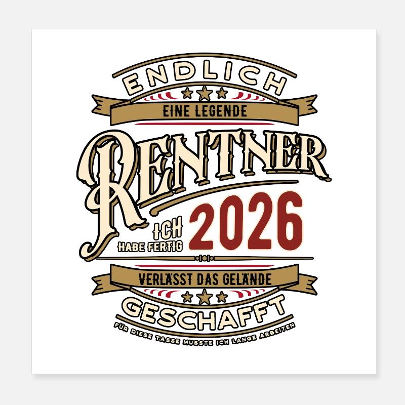 Retraité 2026 - Retraite - Mug pension Poster 20 x 20 cm