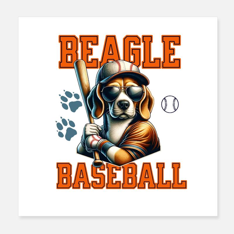 L’équipe de baseball Beagle et les amateurs de baseball Poster 20 x 20 cm