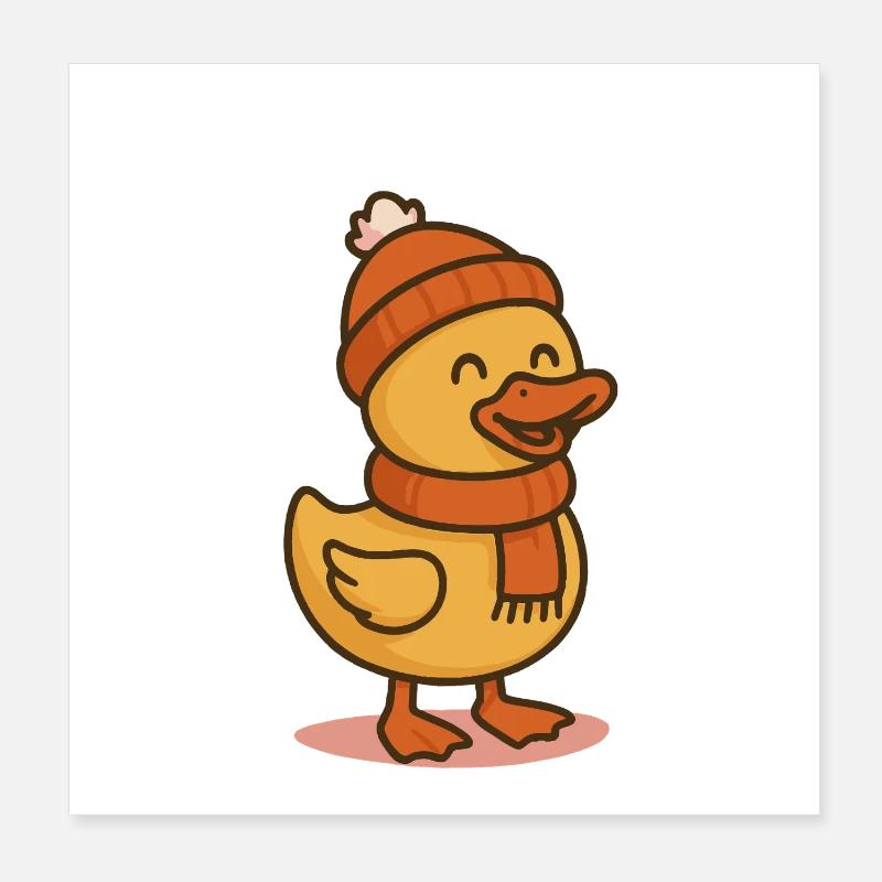 Canard mignon Vacances d’hiver Noël Fun Poster 20 x 20 cm