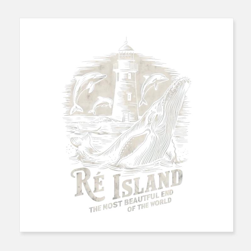 Ile de Ré Whale Lighthouse Cycling Salt Charente Poster 20x20 cm