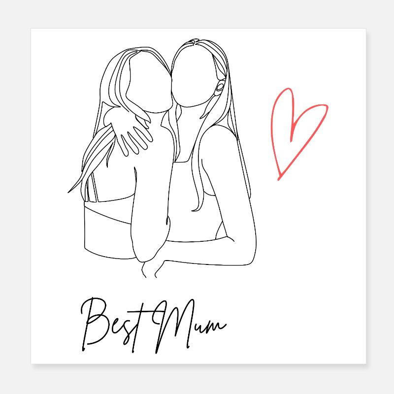Beste Mama mit Herz - Best Mum Poster 20x20 cm