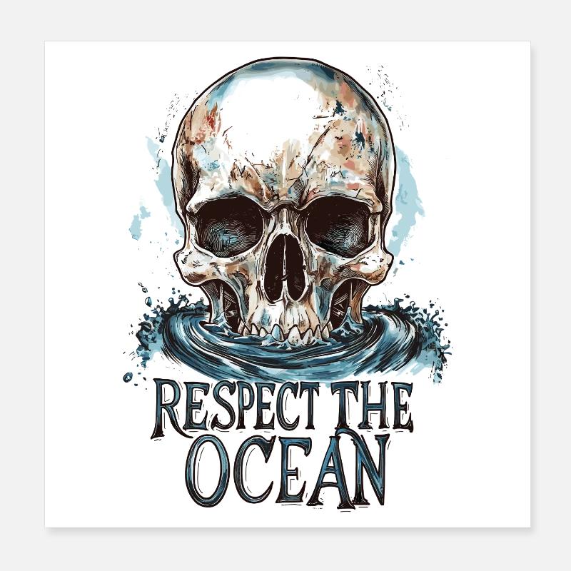Diver Ocean Respect Dive Poster 20x20 cm