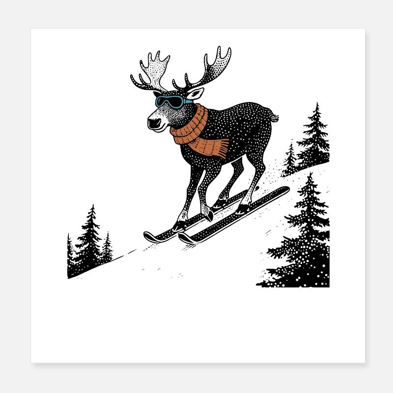 Slopes Moose Poster 8" x 8" (20x20 cm)