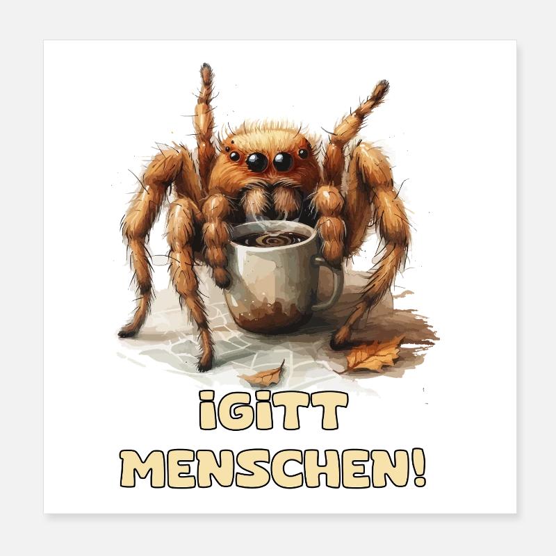Kaffee Spinnenwitz Poster 20x20 cm
