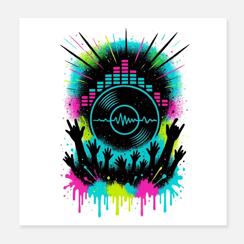Festival de musique Audience Equalizer Vinyle Wave Poster 20 x 20 cm