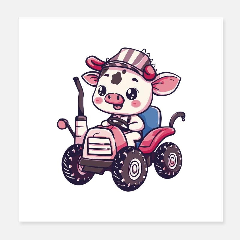Éleveur de tracteurs de vaches Poster 20 x 20 cm