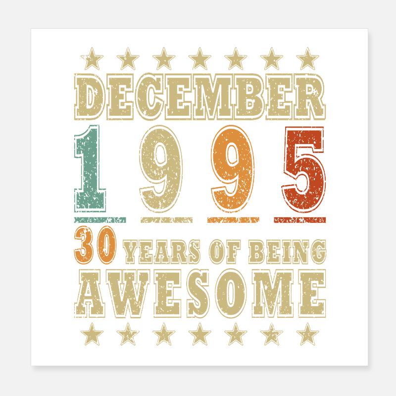 1995 Dezember Geburtstagsgeschenk Poster 20x20 cm