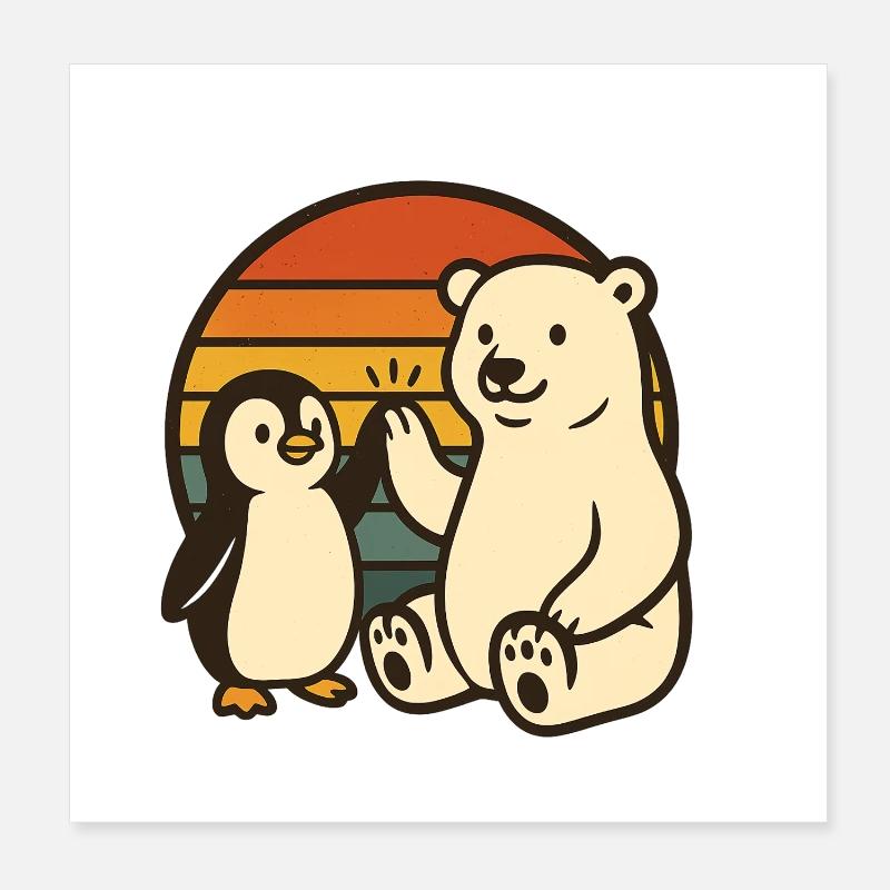 Eisbär und Pinguin Poster 20x20 cm