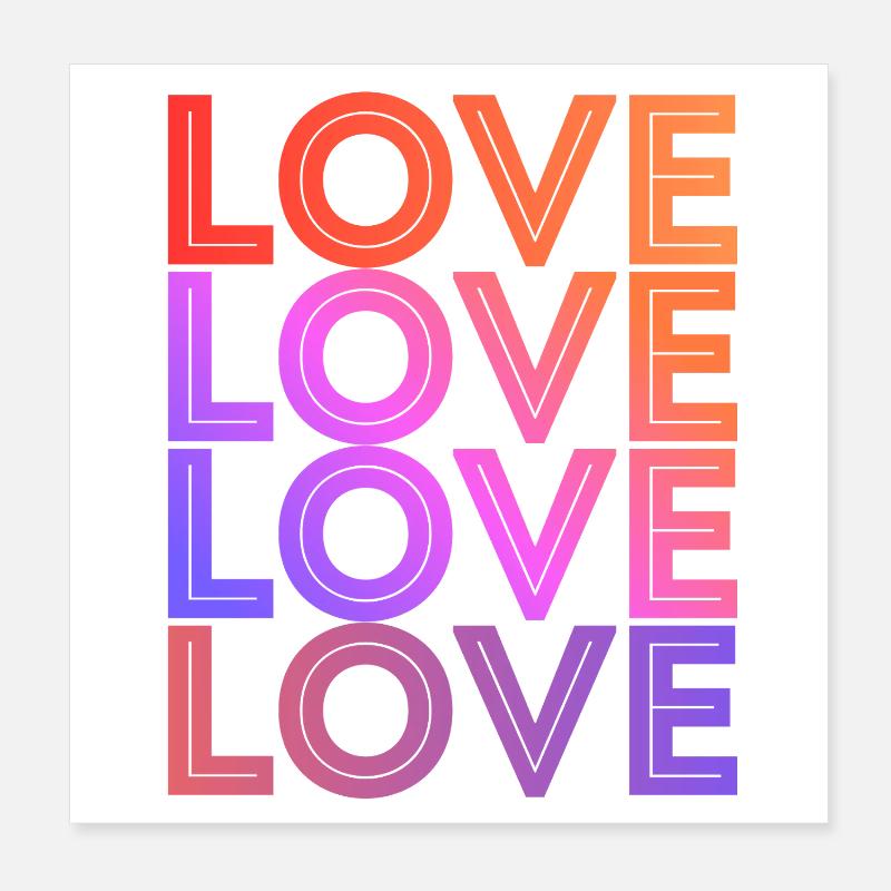 LOVE Text Font Design Gradient Typo Poster 8" x 8" (20x20 cm)