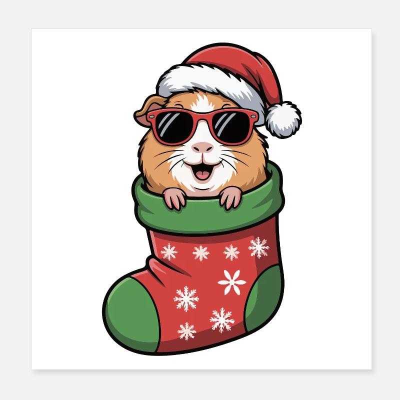 Hamster en bottes de Noël Poster 20 x 20 cm