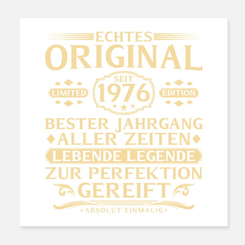 50. Geburtstag Echtes Original seit 1976 Poster 20x20 cm