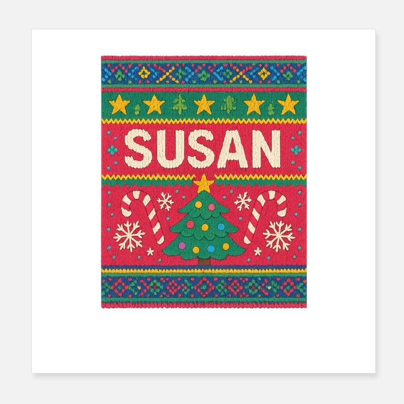 Art tricoté de Noël de Susan Poster 20 x 20 cm