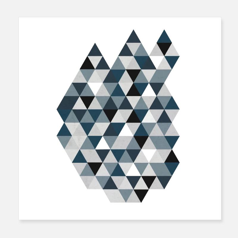 Blue Triangle Mosaic Geometry Triangles Poster 8" x 8" (20x20 cm)