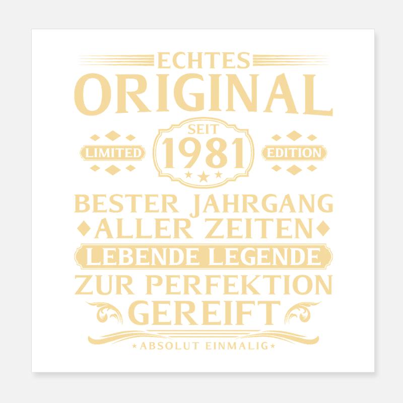 45th Birthday True original since 1981 Poster 8" x 8" (20x20 cm)