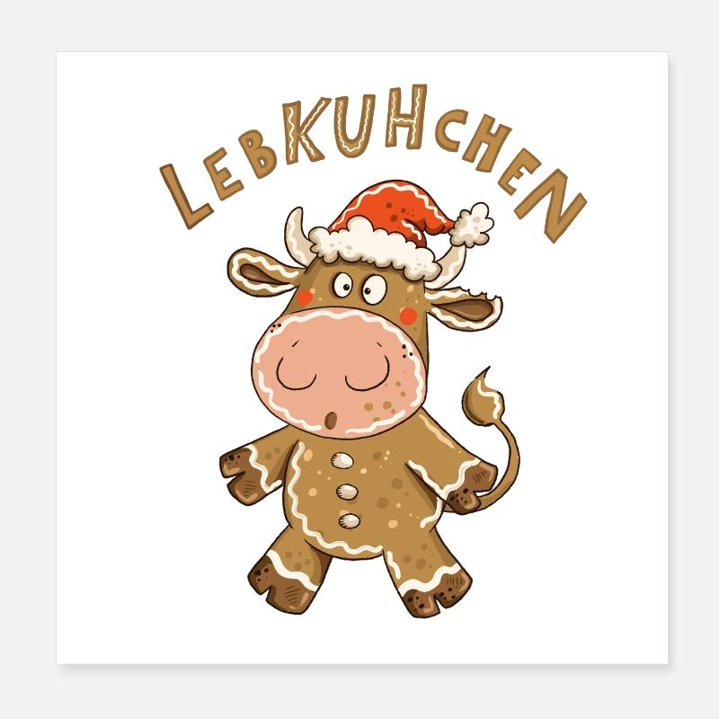 LebKUHchen – Motif de Noël de la Vache de Noël Poster 20 x 20 cm