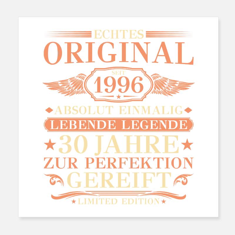 1996 Vintage Absolutely Unique 30th Birthday Poster 8" x 8" (20x20 cm)