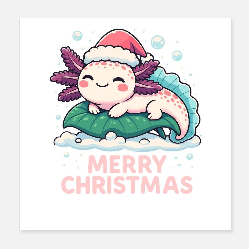 Mignon Axolotl Joyeux Noël Poster 20 x 20 cm