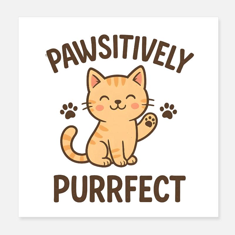 Pawsitively Purrfect Cat Design Poster 8" x 8" (20x20 cm)