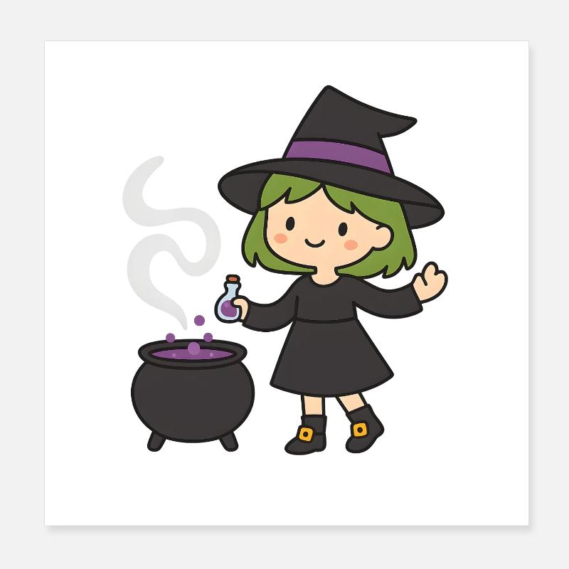 Kawaii Witch with Potion Design Poster 8" x 8" (20x20 cm)