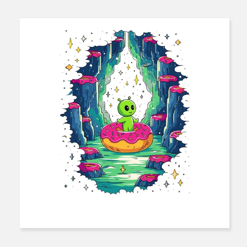 Alien Donut Höhle Poster 20x20 cm