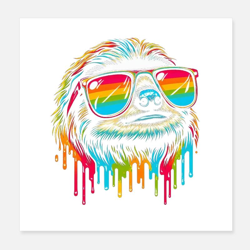 Sloth Sloth Art Lazy Sloth Fan Poster 8" x 8" (20x20 cm)