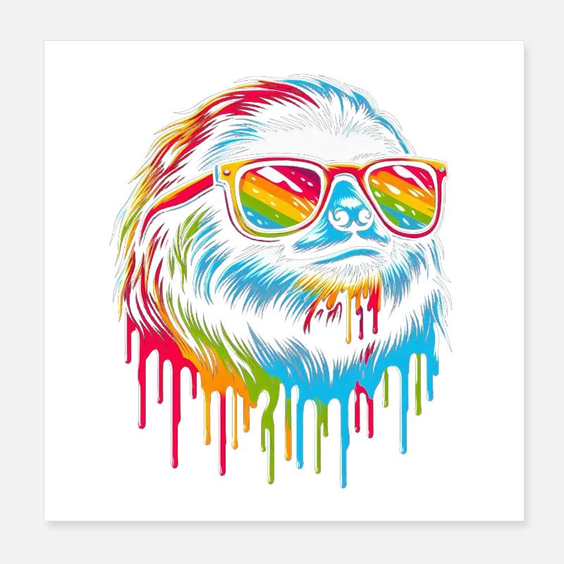 Sloth Sloth Art Lazy Sloth Fan Poster 8" x 8" (20x20 cm)