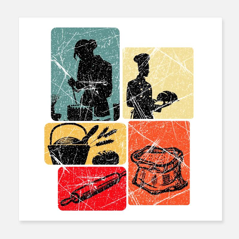 Cooking Studio Popart Collage Poster 8" x 8" (20x20 cm)