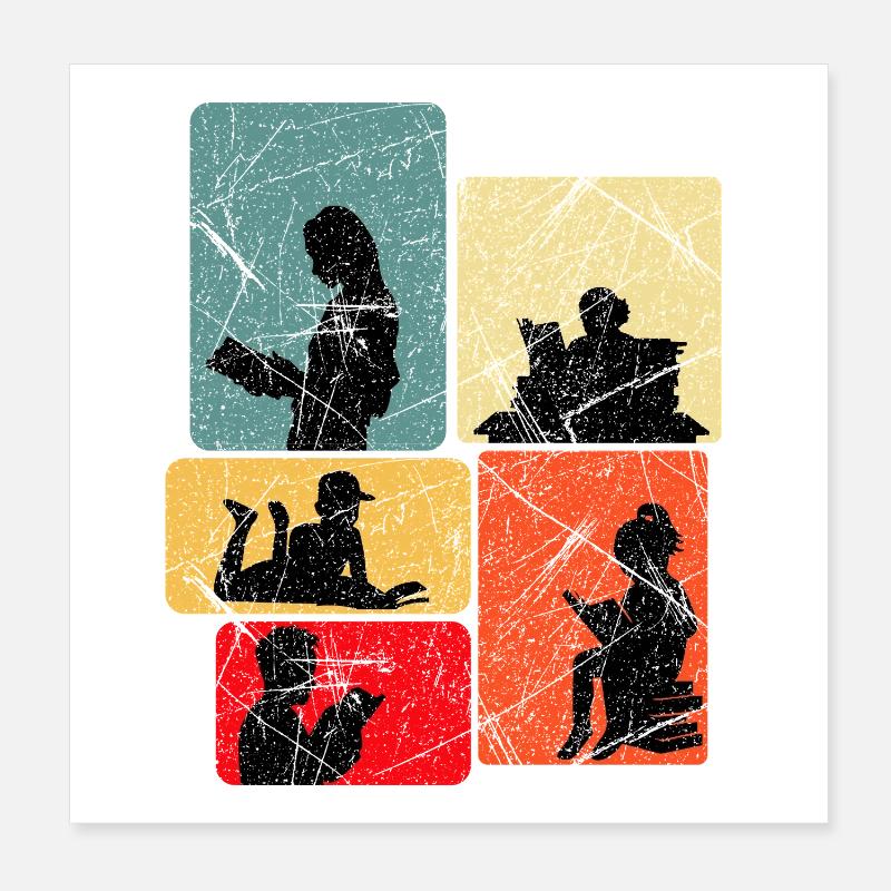Lecture des silhouettes dans le design de blocs de couleur Poster 20 x 20 cm