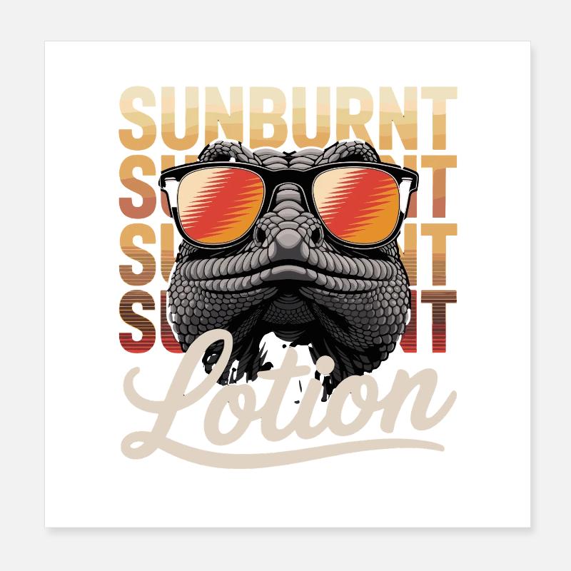 Sonnencreme Lustiges Sonnenbrand Eidechsen Design Poster 20x20 cm