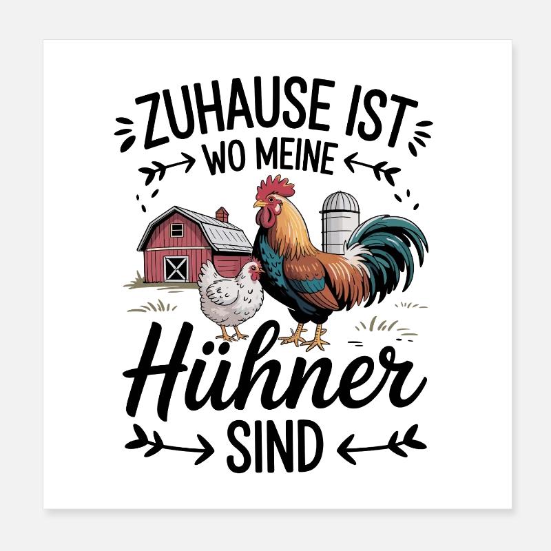 C’est chez moi que mes poules sont plus charmantes Poster 20 x 20 cm
