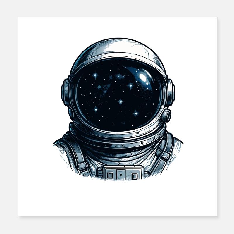 Visière d’astronaute Ciel étoilé Poster 20 x 20 cm